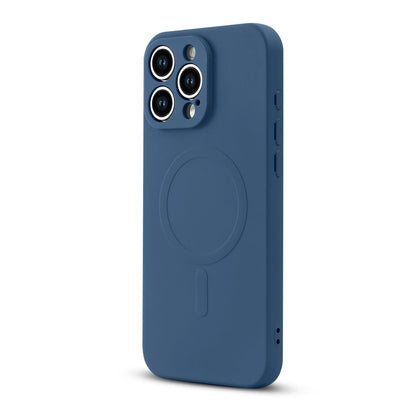 Apple iPhone 16 Pro Hoesje - Blauw - Liquid Siliconen MagSafe Back Cover met Magneetring