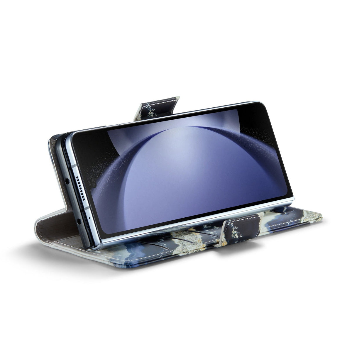 Samsung Galaxy Z Fold 5 Hoesje - Blue Paraiba - Marmer Portemonnee Bookcase