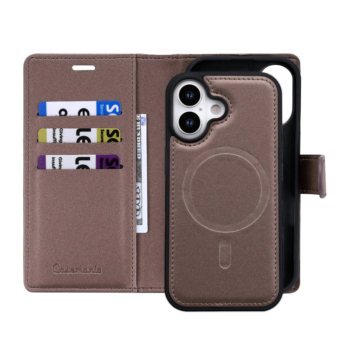 Apple iPhone 17 Hülle - Mocha Brown - 2-in-1-Velvet-Klapphülle mit Kartenfach