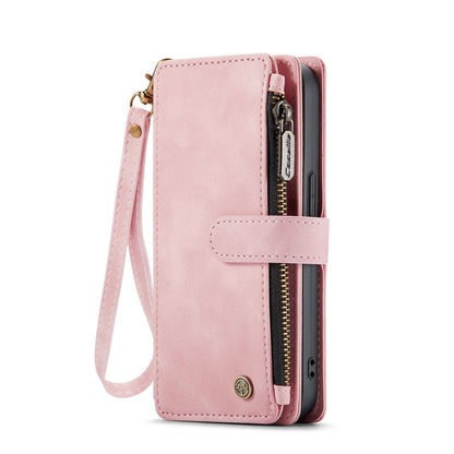 Apple iPhone 7 Hülle - Pale Pink - Luxus-Klapphülle mit Kartenfach und Reißverschluss