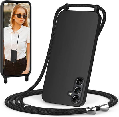 Samsung Galaxy S24 Hoesje - Zwart - Siliconen Back Cover met Telefoonkoord