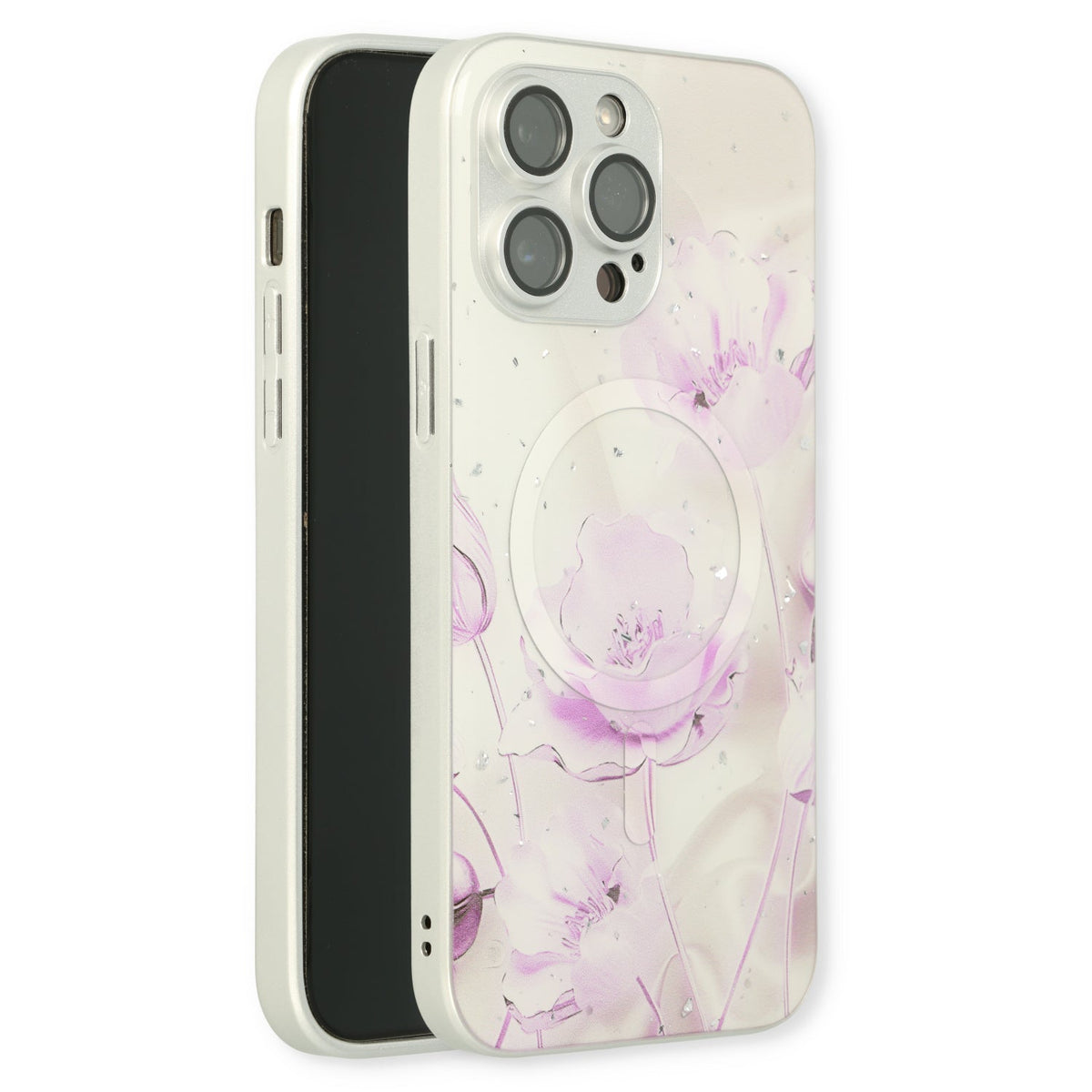 Apple iPhone 14 Pro Hülle - Lila - Silikon-Marmor-MagSafe-Backcover