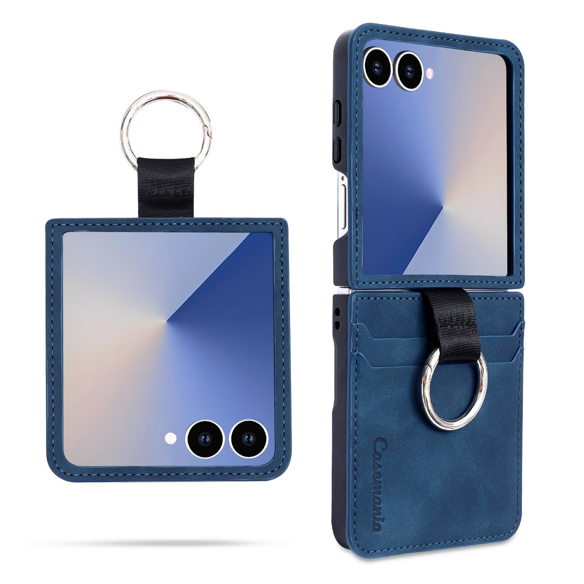 Samsung Galaxy Z Flip 7 Hoesje - Navy Blue - Ring Kickstand Back Cover