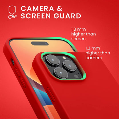Apple iPhone 14 Pro Max Case - Red - Liquid Silicone Back Cover