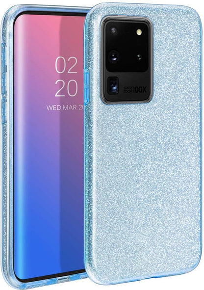 Samsung Galaxy S20 Ultra Hoesje - Blauw - Glitter Back Cover