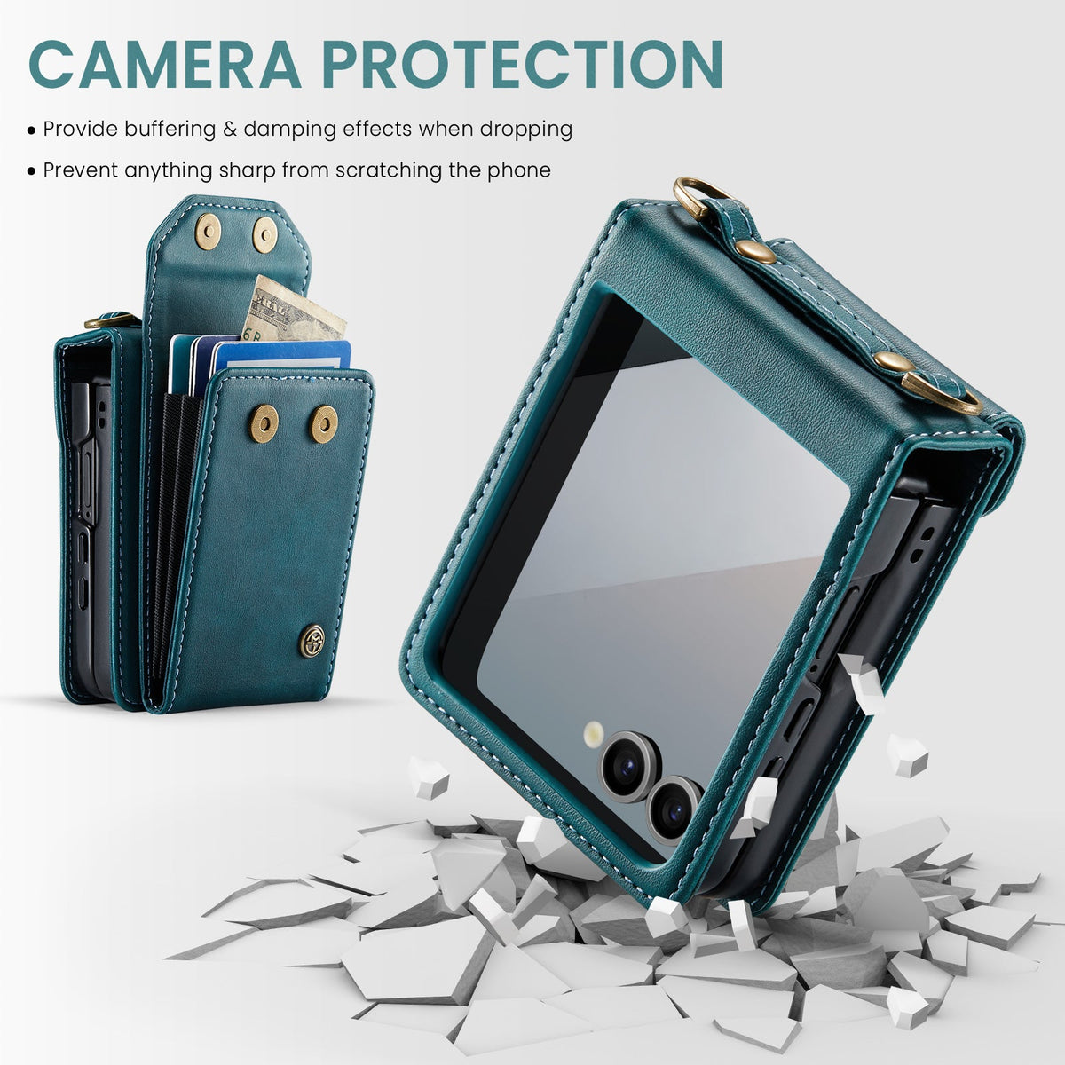 Samsung Galaxy Z Flip 7 Hoesje - Emerald Green - Portemonnee Bookcase met Telefoonkoord