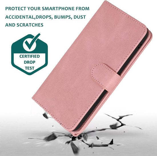 Apple iPhone 13 Pro Case - Pink - Extra Sturdy Luxury Wallet Case with Zip and Compartments