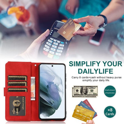 Samsung Galaxy S22 Plus Hoesje - Rood - Extra Stevige Luxe Bookcase met Rits en Vakken
