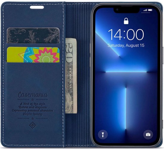 Apple iPhone 13 Pro Max Hülle - Navy Blue - Schlanke Klapphülle mit Kartenfach