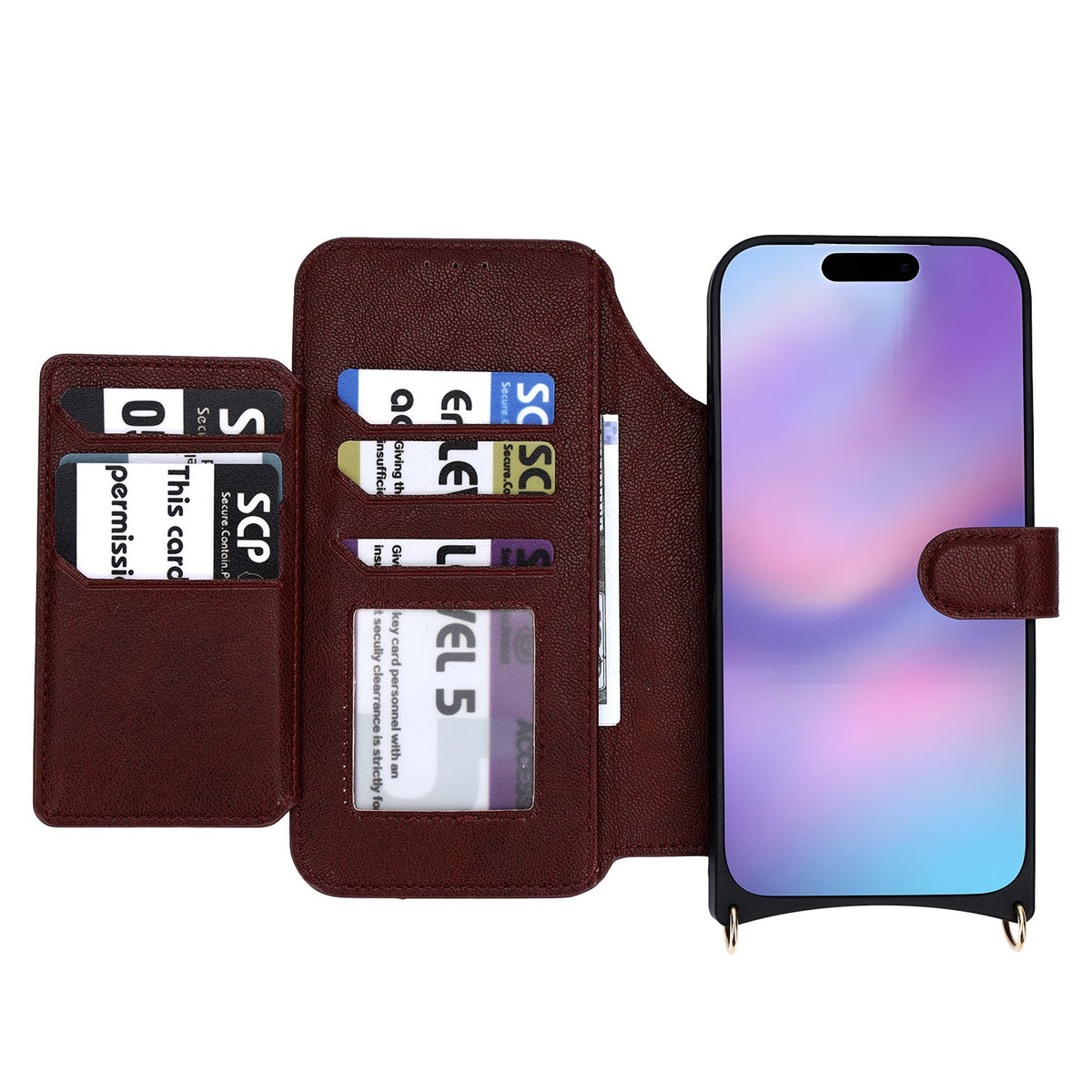 Apple iPhone 17 Pro Max Hoesje - Wijn Rood - CM Amsterdam Back Cover met Telefoonkoord