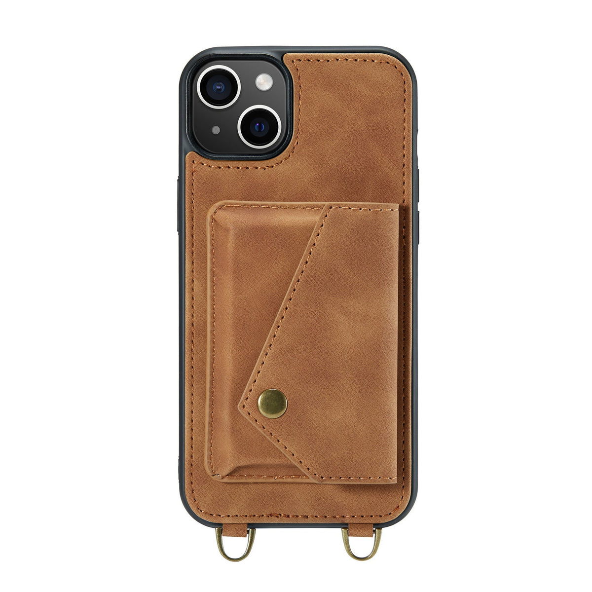 Apple iPhone 14 Plus Hoesje - Sienna Brown - Luxe Back Cover met Telefoonkoord