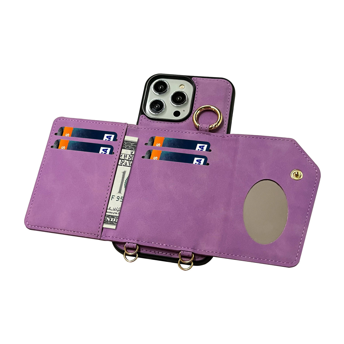 Apple iPhone 15 Pro Max Hoesje - Bright Lila - Luxe MagSafe Bookcase met Telefoonkoord