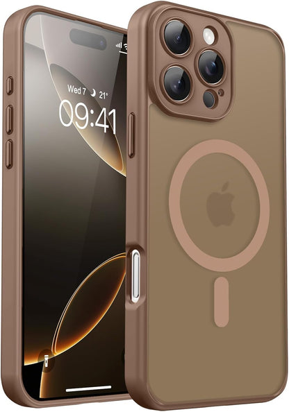 Apple iPhone 15 Pro Max Case - Brown - Matte Armour MagSafe Back Cover with Camera Protection
