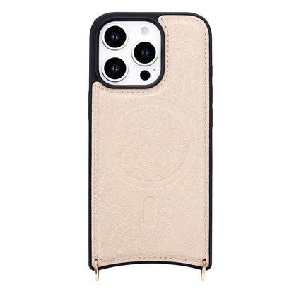 Apple iPhone 16 Pro Hoesje - Beige - 'Amsterdam' Magnetische Wallet Case met Pasjeshouders en
