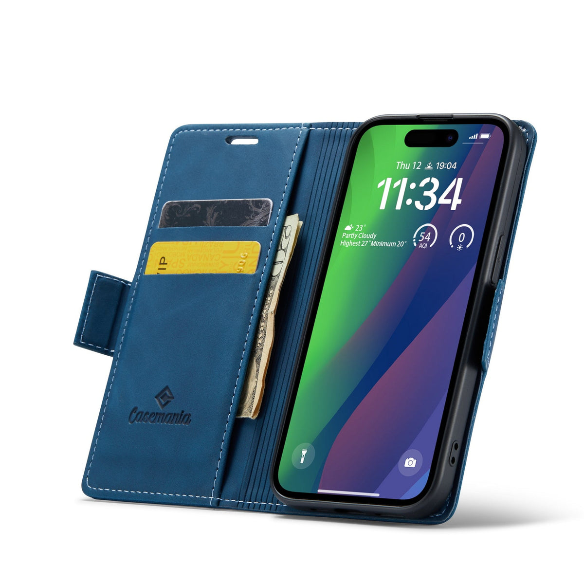 Apple iPhone 15 Plus Hülle - Navy Blue - Portemonnaie-MagSafe-Klapphülle mit Kartenfach