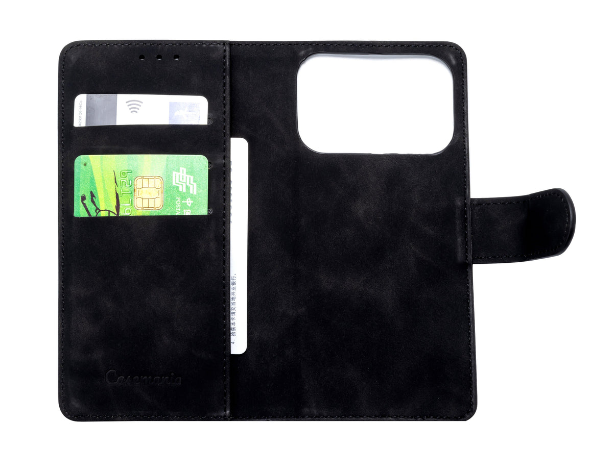 Coque iPhone 17 Pro - Gris Anthracite - Étui portefeuille 2 en 1 MagSafe