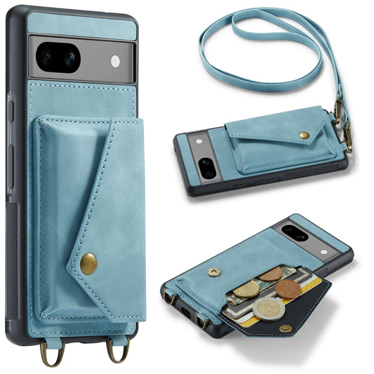Google Pixel 8 Hoesje - Aqua Blue - Luxe Back Cover met Telefoonkoord