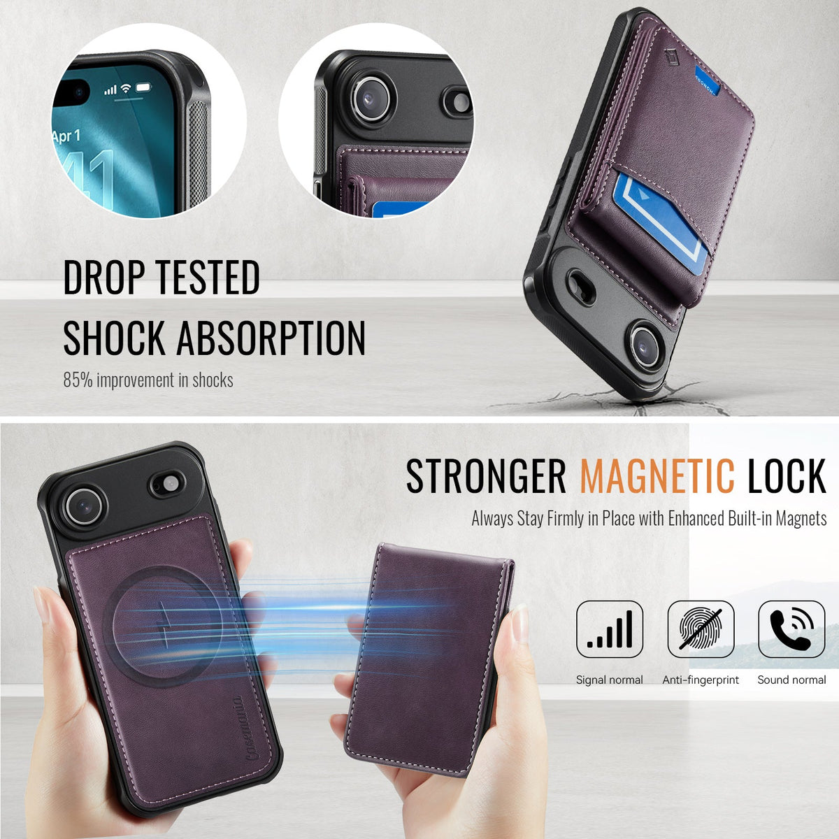 Apple iPhone Air Hoesje - Dark Purple - MagSafe Back Cover met Pasjeshouder