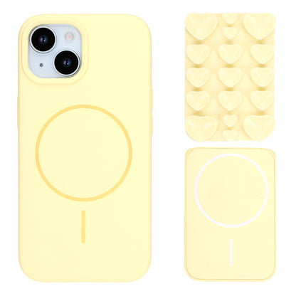 Apple iPhone 14 Hoesje - Geel - Siliconen Back Cover met Afneembare Hartjes Zuignappen