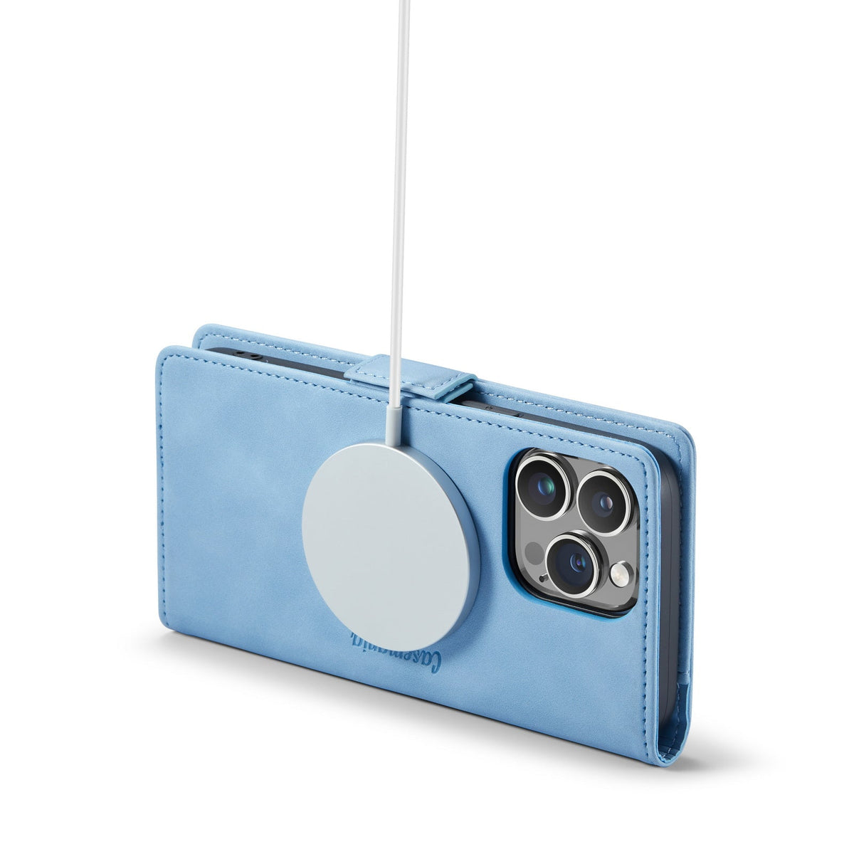 Apple iPhone 15 Pro Max Hoesje - Sky Blue - Portemonnee MagSafe Bookcase