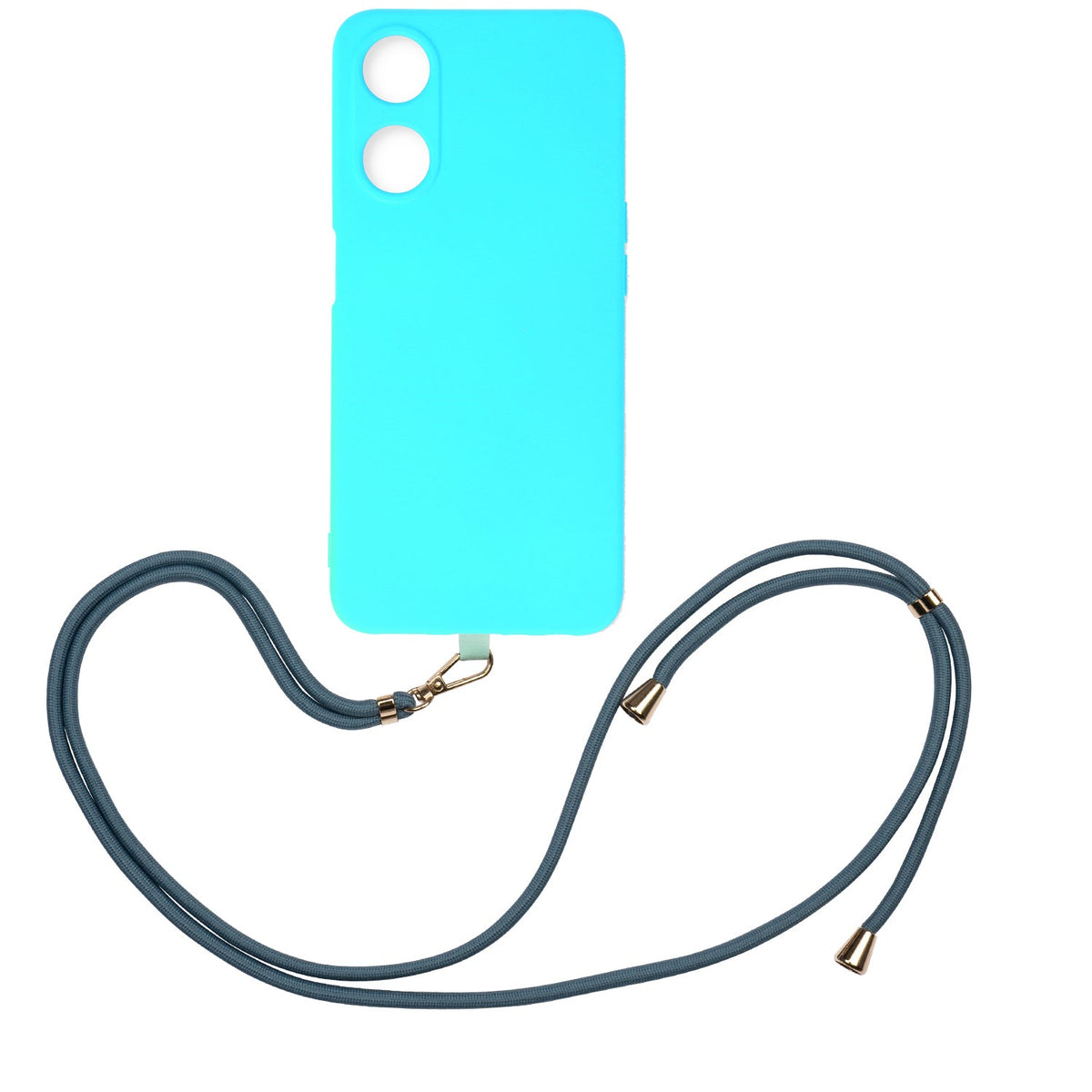 Oppo A58 Case - Turquoise - Silicone Back Cover with Strap