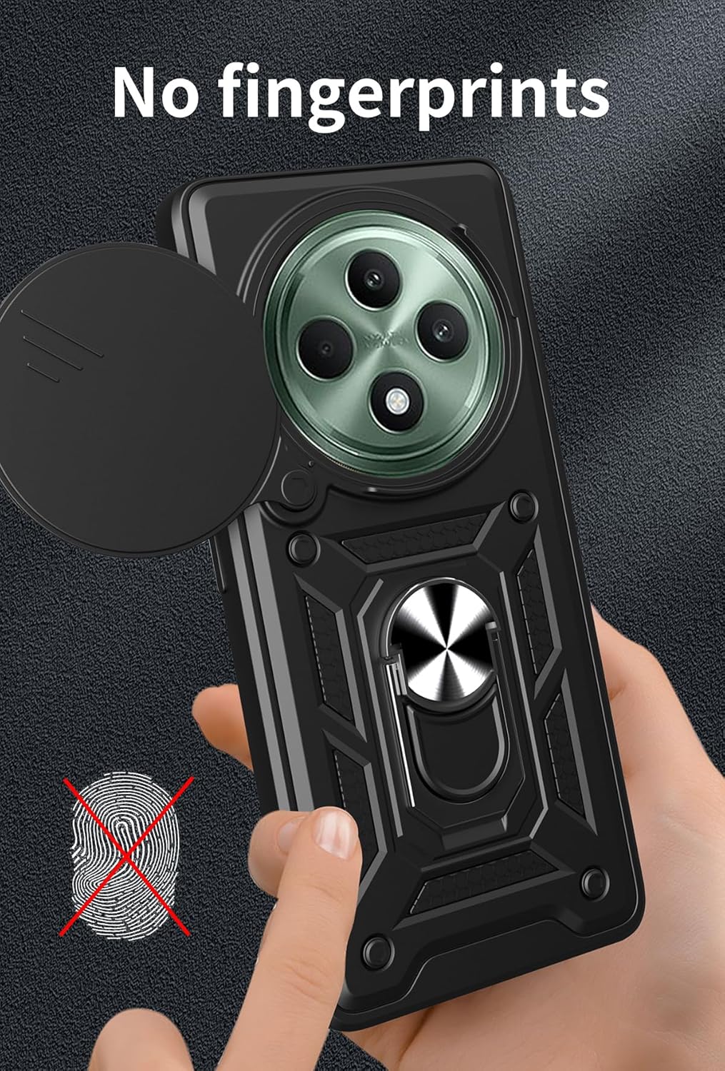 Oppo Reno 12 FS Hoesje - Zwart - Armor Kickstand en Camera Bescherming Back Cover