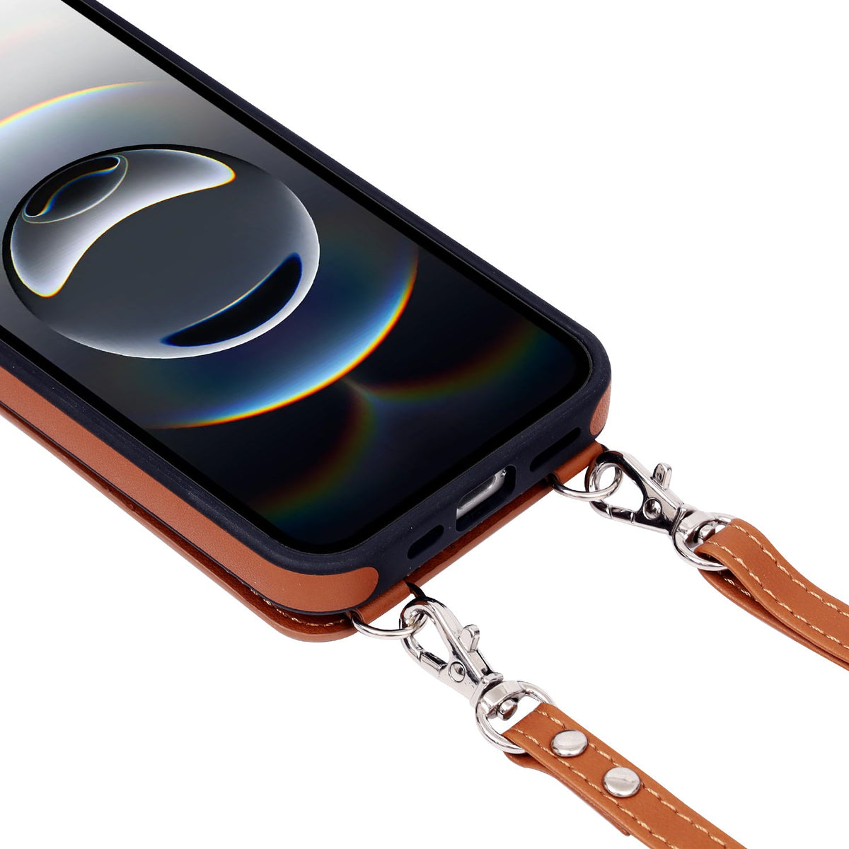 Apple iPhone 17e Case - Brown - Luxury Back Cover with Phone Strap and Zipper