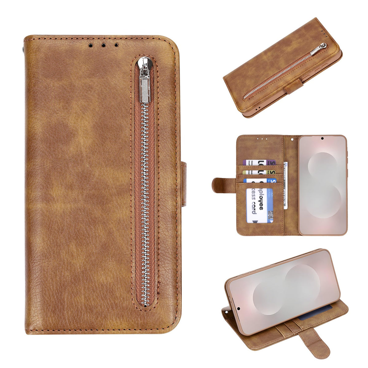 Samsung Galaxy A37 Hoesje - Bruin - Luxe Bookcase met Rits