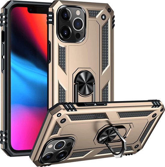 Apple iPhone 13 Pro Max Hoesje - Goud - Armor Kickstand Back Cover