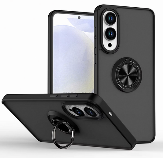 Samsung Galaxy S25 Edge Hülle - Schwarz - Ständer Ring Backcover