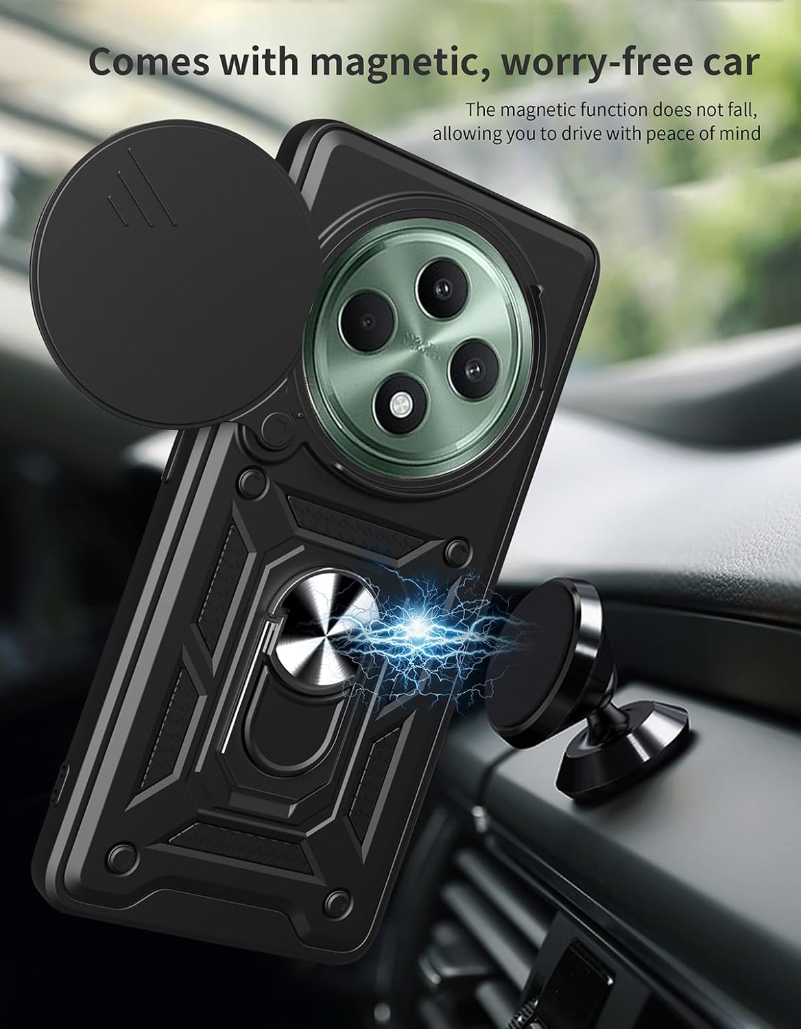 Oppo Reno 12 F Hoesje - Zwart - Armor Kickstand en Camera Bescherming Back Cover