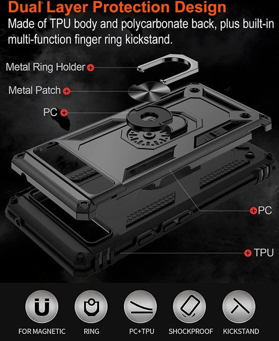 Coque Google Pixel 6A - Noir - Étui arrière avec béquille intégrée