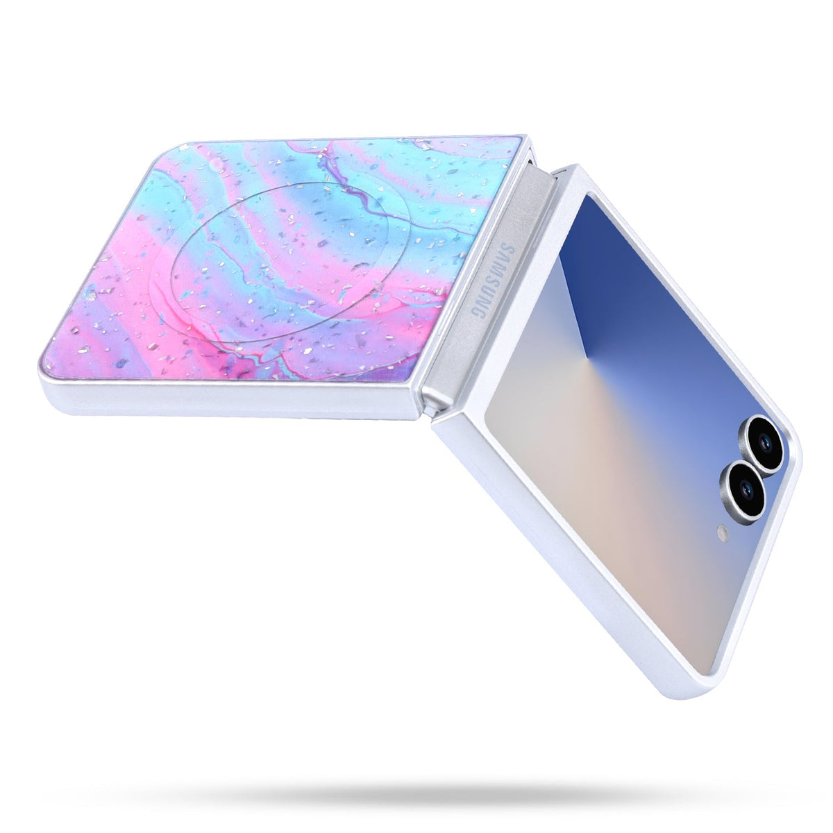 Coque Samsung Galaxy Z Flip 7 - Licorne - Marbre Paillettes MagSafe Back Cover