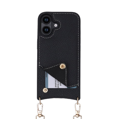 iPhone 16 Hoesje - Zwart - Back Cover met Pols Bandje