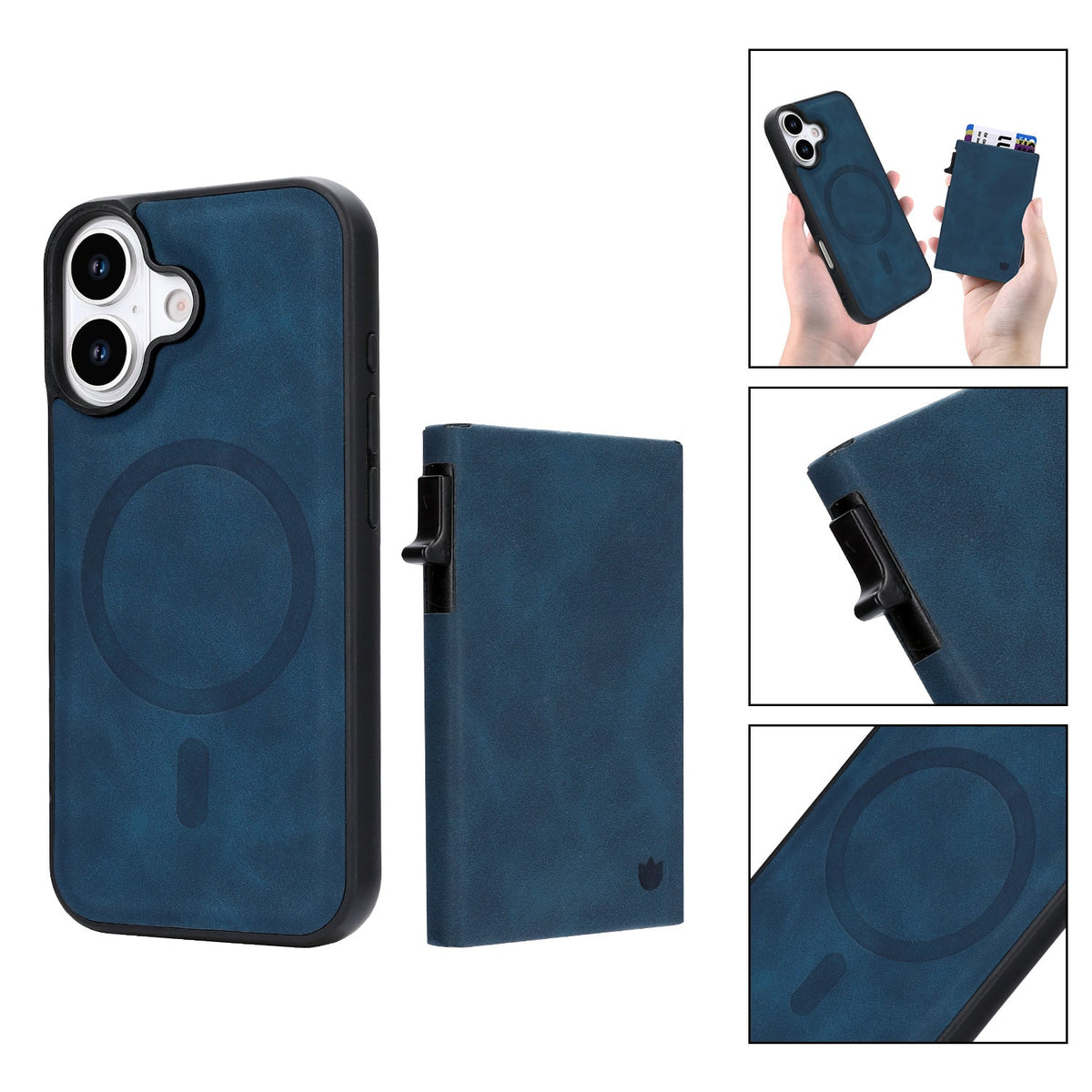 Apple iPhone 17 Case - Navy Blue - MagSafe Back Cover with Pull-Out Card Holder