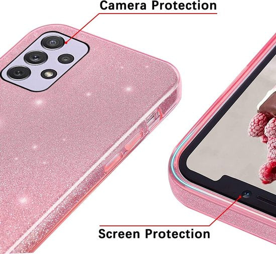 Samsung Galaxy A23 Hoesje - Roze - Glitter Back Cover