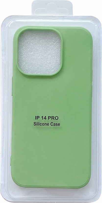 Apple iPhone 14 Pro Hoesje - Groen - Microfiber Siliconen Back Cover