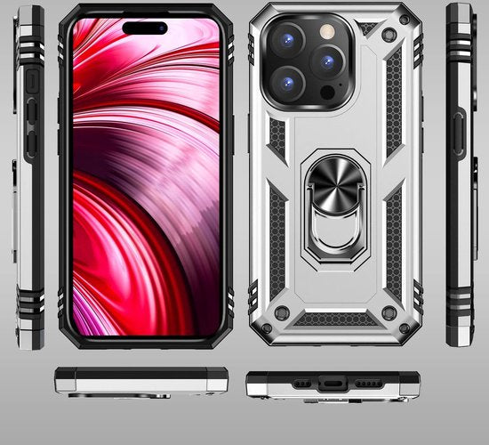 Apple iPhone 14 Pro Hoesje - Grijs - Armor Kickstand Back Cover