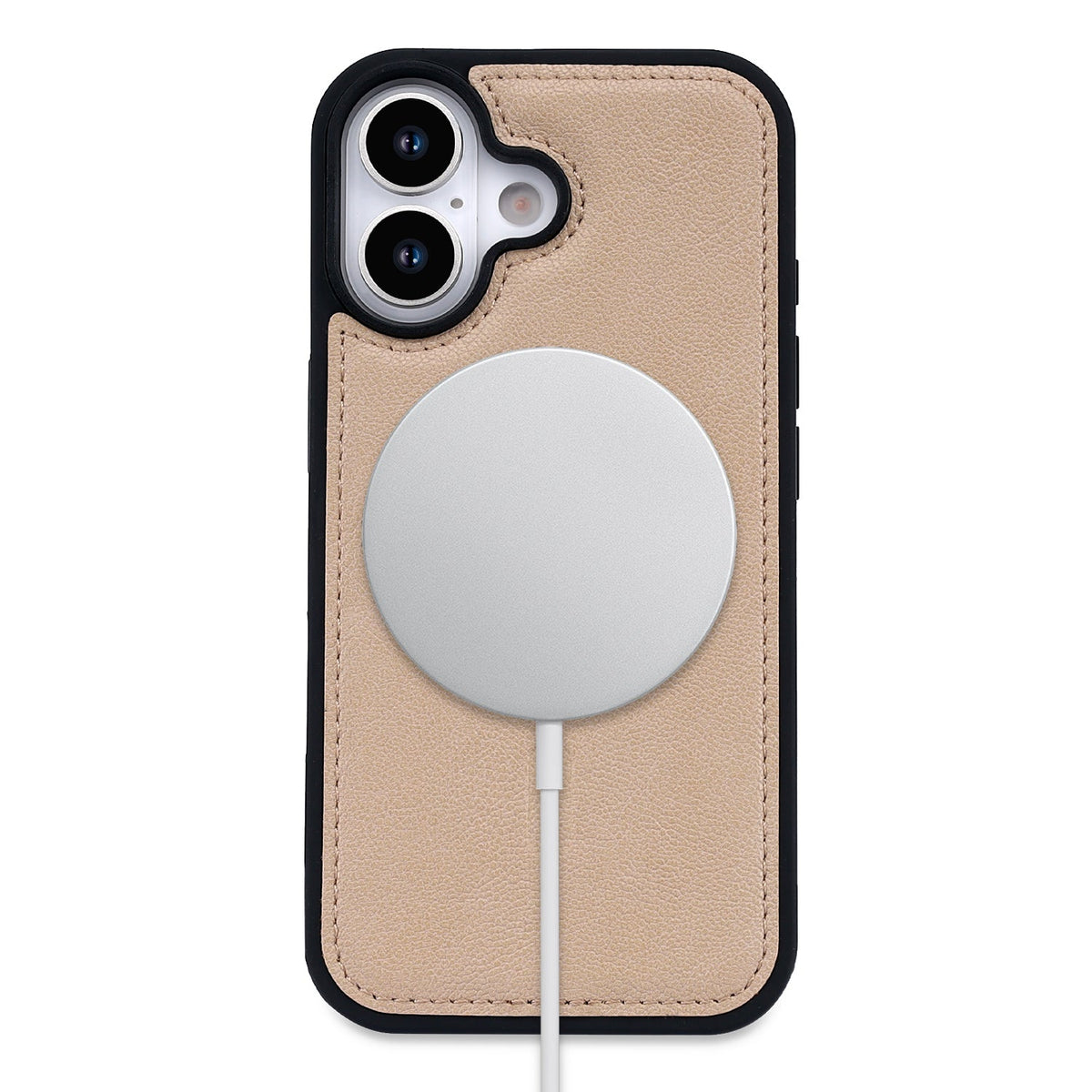 Étui iPhone 14 - Beige Doux - Étui portefeuille 2 en 1 aspect cuir