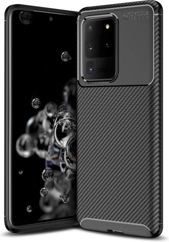 Samsung Galaxy S20 Ultra Hoesje - Zwart - Carbon Back Cover