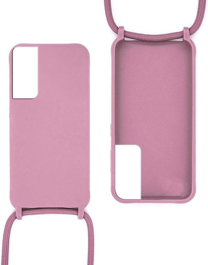Samsung Galaxy S21 Case - Pink - Silicone Back Cover with Phone Strap