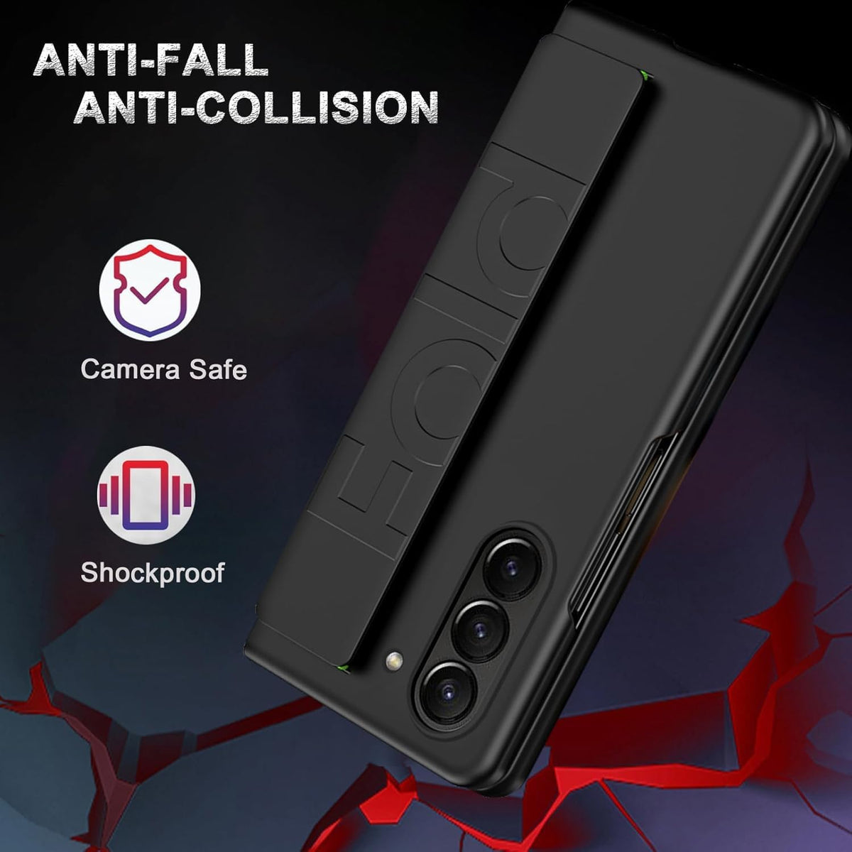 Samsung Galaxy Z Fold8 Ultra Hoesje - Zwart - Dunne Back Cover met Elastische Handstrap