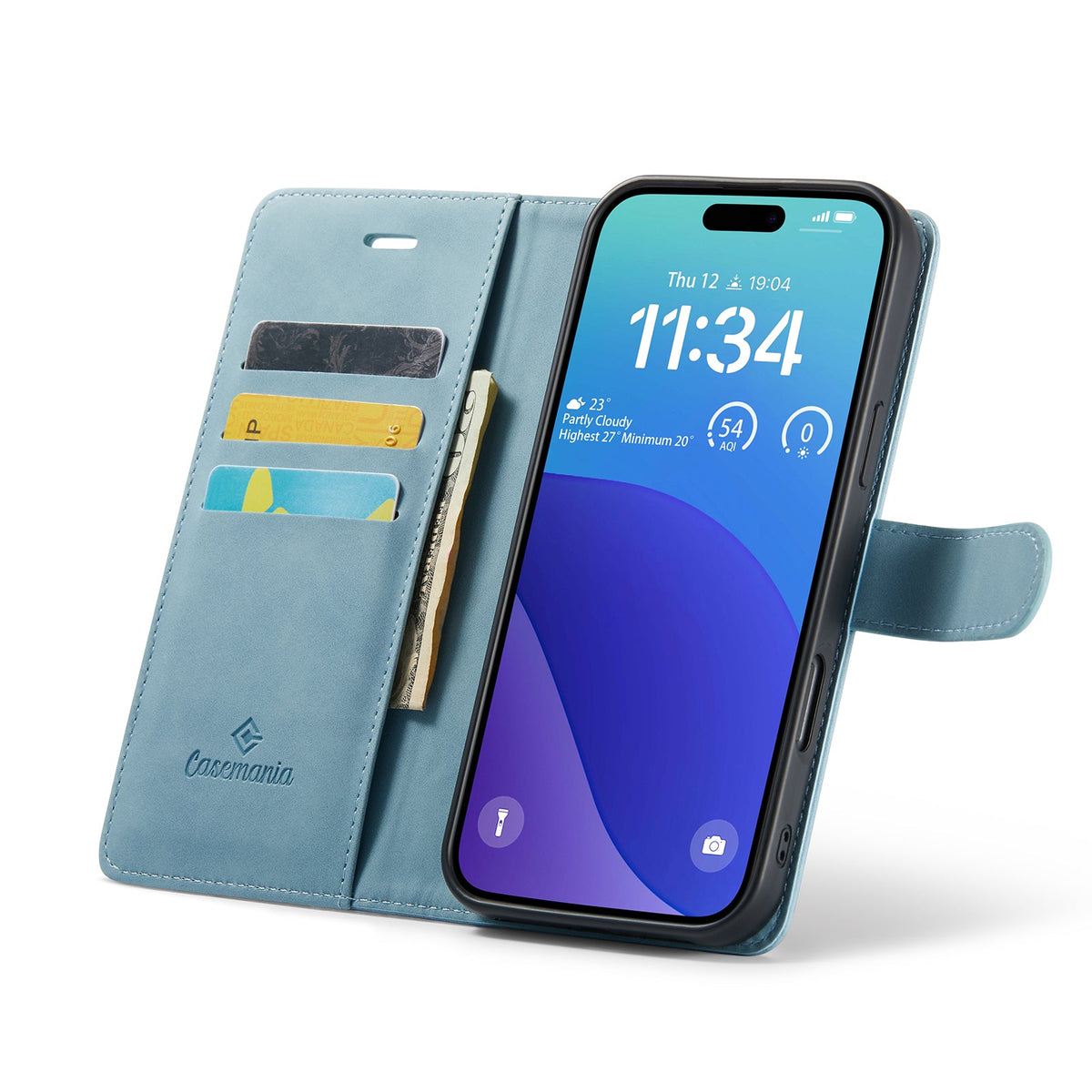 Apple iPhone 16 Pro Max Case - Aqua Blue - 2-in-1 Wallet Case