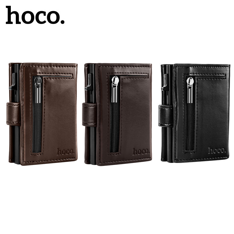 Hoco Pop-up Wallet with Zip - Brown
