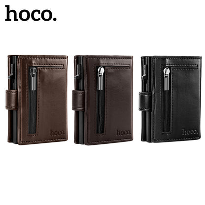 Hoco Pop-up Wallet with Zip - Brown