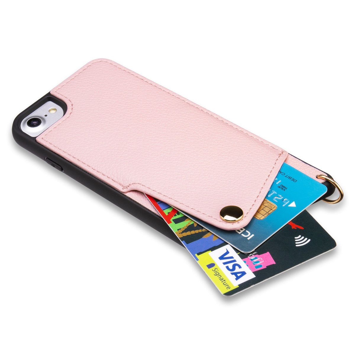 Apple iPhone 7 Hülle - Rosa - Backcover mit Handschlaufe und Handykette