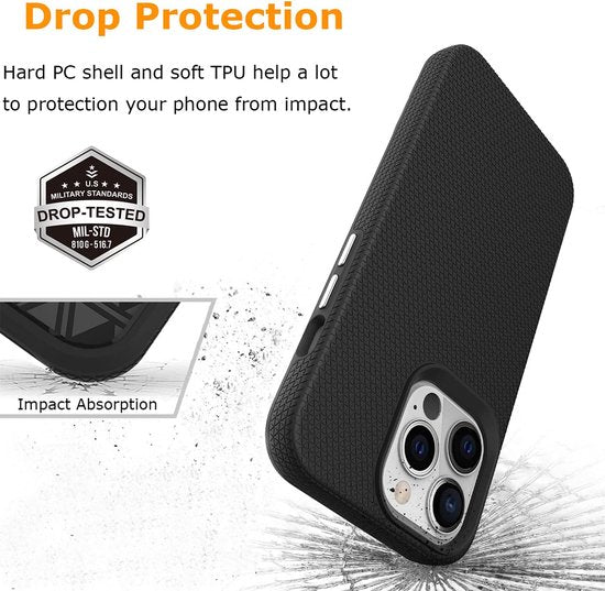 Apple iPhone 15 Pro Hoesje - Zwart - Anti Slip Back Cover