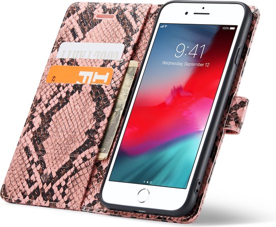Apple iPhone SE (2020) Hoesje - Roze - Slangen Bookcase