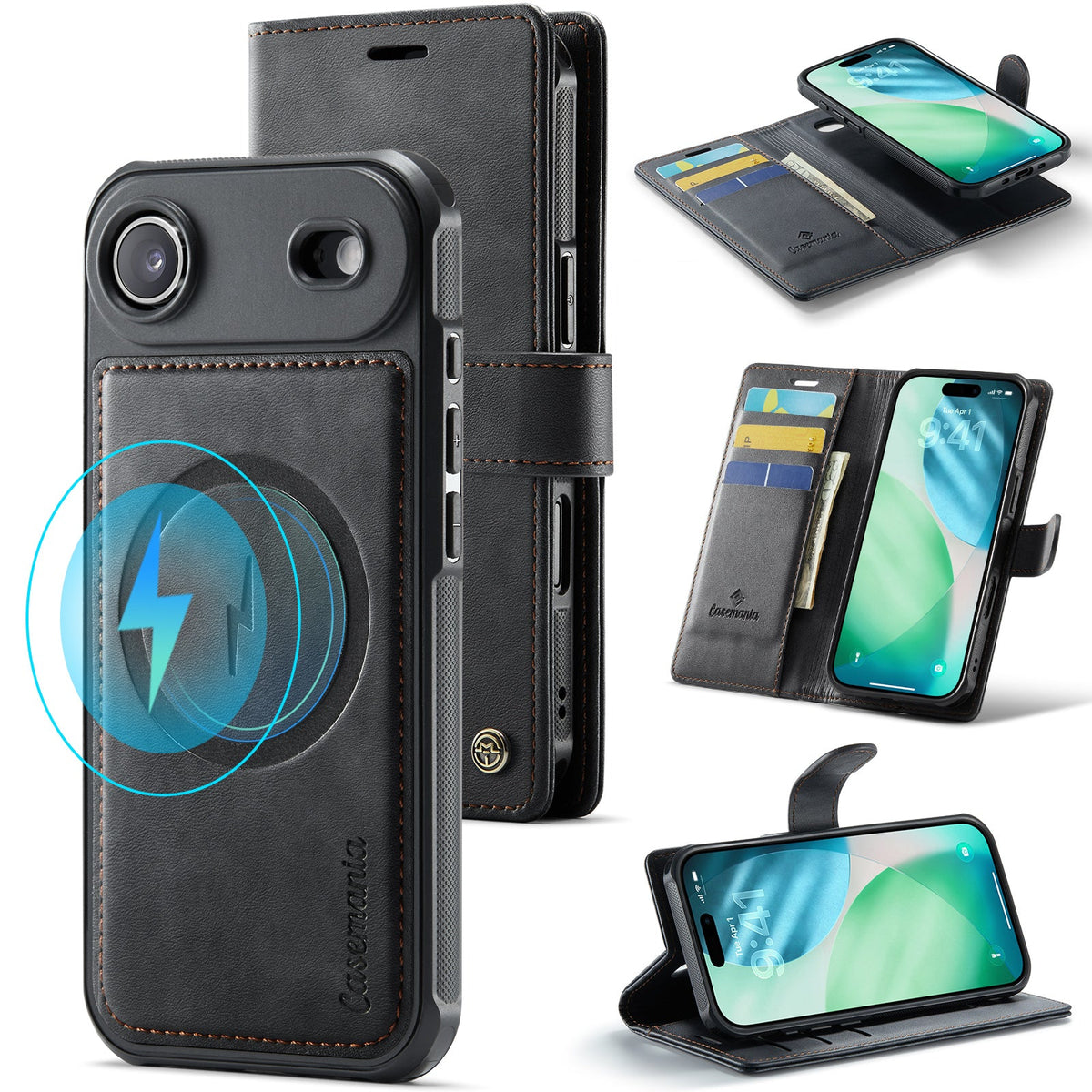 Apple iPhone Air Case - Charcoal Gray - Luxury 2-in-1 MagSafe Wallet Case