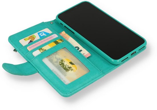 Apple iPhone 11 Pro Hoesje - Turquoise - Luxe Bookcase met Rits